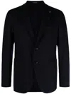 Tagliatore Tailored Blue Wool Blazer With Notched Lapel In Blue