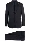 Tagliatore Tailored Blue Wool Suit With Notch Lapel In Blue