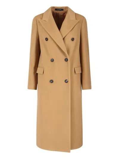 TAGLIATORE TAILORED BROWN COAT WITH STRUCTURED DESIGN AND CLEAN LINES