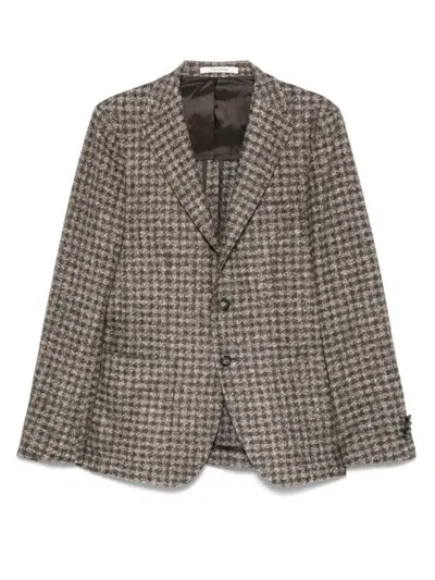 Tagliatore Tailored Brown Jacket With Classic Lapel Collar And Refined Silhouette In Gray