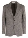 Tagliatore Tailored Brown Jacket With Textured Tweed Finish In Gray