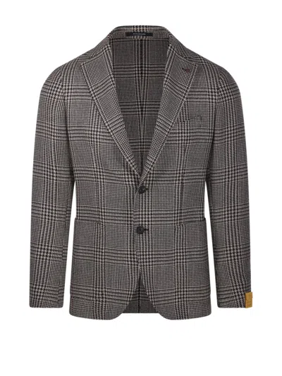Tagliatore Tailored Check Blazer With Notched Lapel In Grey