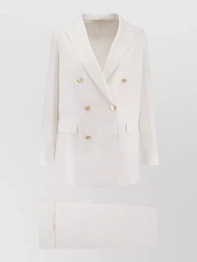 Tagliatore Tailored Coat Knee Length Double Breasted In White
