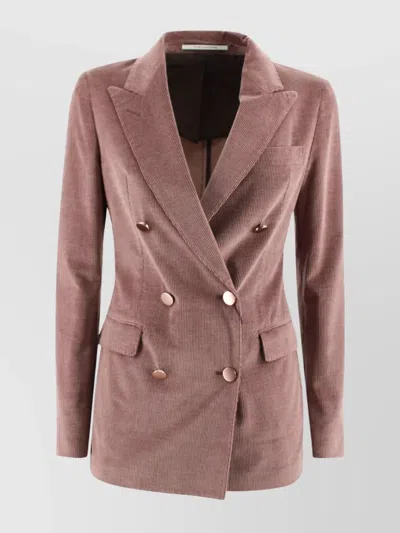 Tagliatore Tailored Corduroy Double-breasted Jacket In Brown