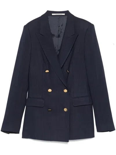 Tagliatore Tailored Double-breasted Blazer With Gold-tone Accents In Black