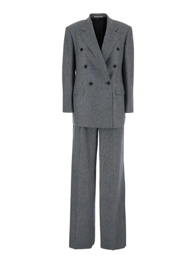 Tagliatore Tailored Double Breasted Blazer With Houndstooth Pattern In Gray