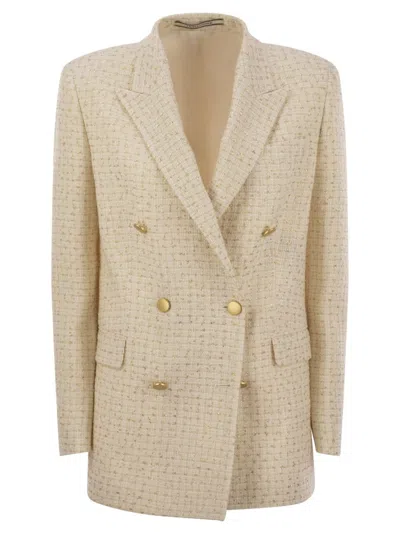 Tagliatore Tailored Double-breasted Blazer With Peaked Lapels In Neutral