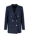 Tagliatore Tailored Double-breasted Jacket With Gold Buttons In Blue