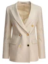 Tagliatore Tailored Double-breasted Jacket With Textured Fabric In White
