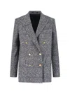 Tagliatore Tailored Double-breasted Jacket With Textured Plaid Pattern In Gray