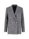Tagliatore Tailored Double-breasted Jacket With Textured Plaid Pattern In Gray