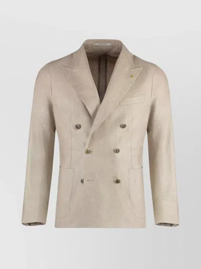 Tagliatore Tailored Double-breasted Suit Jacket With Notch Lapel In Neutral