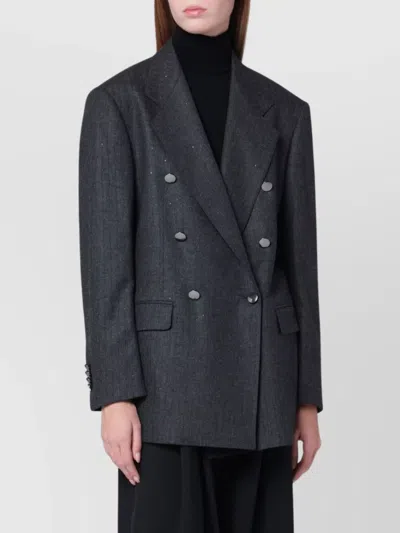 Tagliatore Tailored Double Breasted Wool Jacket In Black