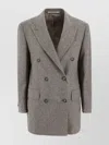 Tagliatore Double-breasted Jacket In Gray Herringbone Wool. In Gray