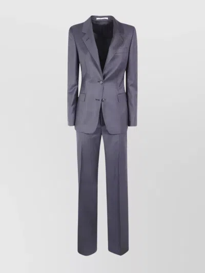 Tagliatore Tailored Dress With Long Sleeves And Pockets In Blue