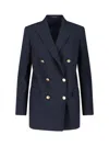 Tagliatore Tailored Fitted Jacket With Structured Shoulders And Classic Collar In Blue