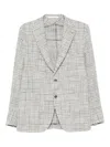 Tagliatore Tailored Grey Jacket With Subtle Plaid Pattern In White