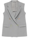 Tagliatore Tailored Grey Sleeveless Blazer With Gold-tone Buttons In Grey
