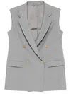 Tagliatore Tailored Grey Sleeveless Blazer With Gold-tone Buttons