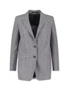 Tagliatore Check Pattern Notch Lapel Front Pockets Blazer In Gray