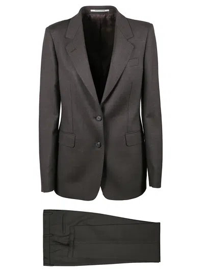 Tagliatore Tailored Grey Wool Suit With Structured Silhouette In Black