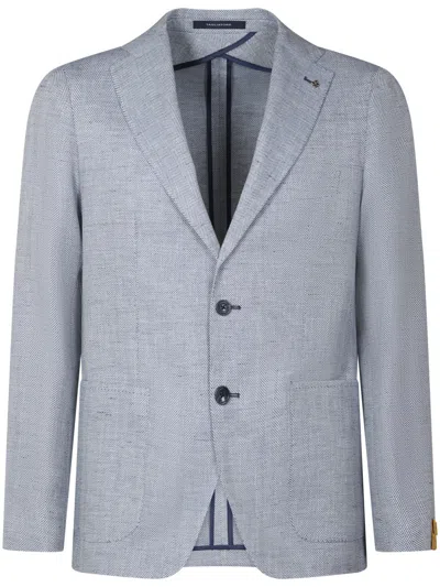 Tagliatore Tailored Herringbone Pattern Jacket In Gray