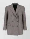 Tagliatore Double-breasted Houndstooth Jacket With Tailored Silhouette In Gray