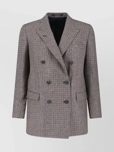 Tagliatore Tailored Houndstooth Double-breasted Blazer In Gray