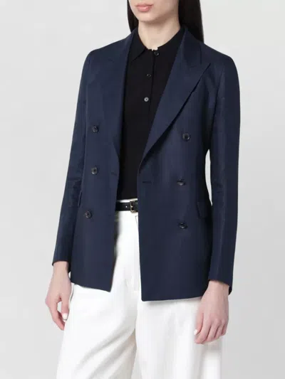 Tagliatore Tailored Jacket Buttoned Cuffs Front Pockets In Blue