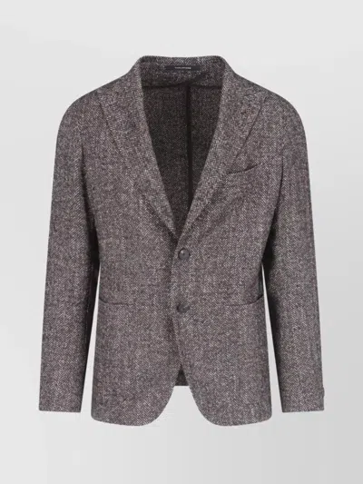 Tagliatore Tailored Jacket Herringbone Pattern In Brown