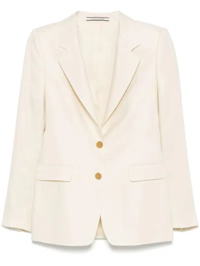 Tagliatore Tailored Linen Blazer With Notch Lapel In Neutral