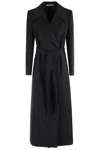 Tagliatore Tailored Melange Coat With Belted Waist In Black