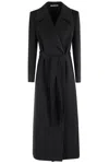 Tagliatore Tailored Melange Coat With Belted Waist In Black