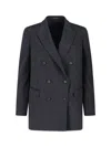Tagliatore Tailored Minimalist Jacket With Classic Lapels In Blue