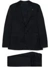 Tagliatore Black Suit In Virgin Wool With Single-breasted Jacket And Trousers In Blue