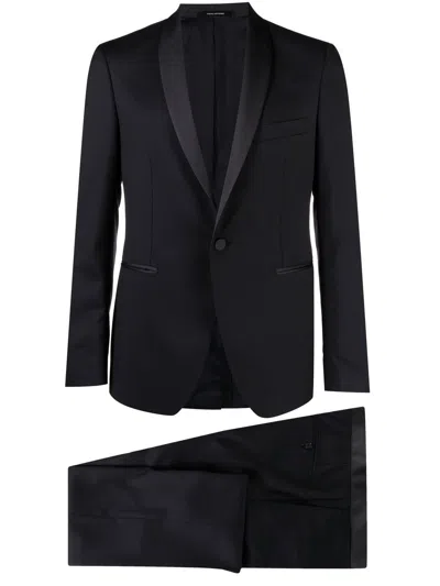 Tagliatore Tailored Single-breasted Dinner Suit In Blue