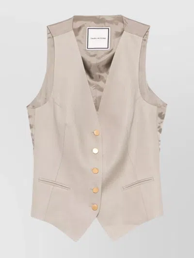 TAGLIATORE TAILORED SLEEVELESS V-NECK JACKET POCKETS