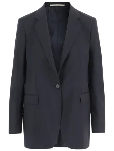 Tagliatore Tailored Stretch Wool Jacket With Lapel Collar In Transparent