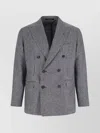 Tagliatore Double-breasted Houndstooth Suit With Signature Silver Details In Gray