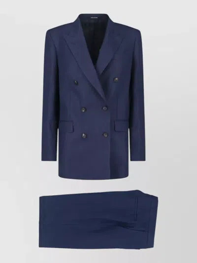 Tagliatore Tailored Suit Double Breasted Wide Leg Trousers In Blue