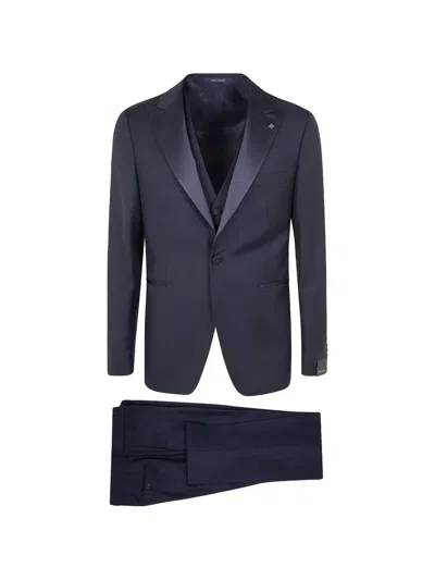 Tagliatore Bruce Smoking Single Breasted Man Suit In Blue