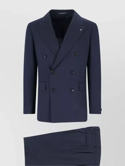 Tagliatore Tailored Suit With Belt Loops And Double-breasted Design In Blue