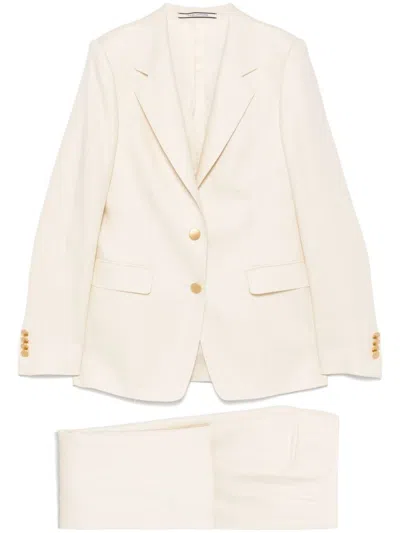 Tagliatore Tailored Suit With Blazer And Gold-tone Buttons In Neutrals