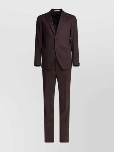 Tagliatore Single-breasted Linen Suit In Brown