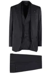 Tagliatore Long-sleeved Coat Belt Ring Trousers Suit In Black