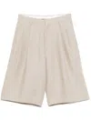 Tagliatore Linen Shorts In Taupe In Neutrals