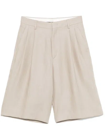 Tagliatore Tailored Tortora Bermuda Shorts In Lightweight Linen In Grey