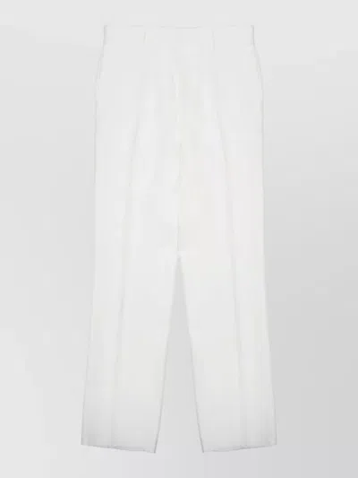 Tagliatore Straight-leg White Linen Trousers With Classic Waistband