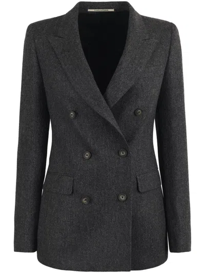 Tagliatore Tailored Virgin Wool And Cashmere Jacket In Black
