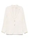 Tagliatore Tailored Viscose Jacket With Notch Lapel In White